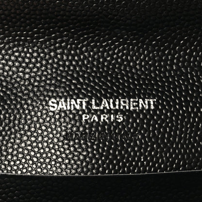 Saint Laurent Grain De Poudre Matelasse Chevron Small Monogram Envelope Wallet Black 6 of 8