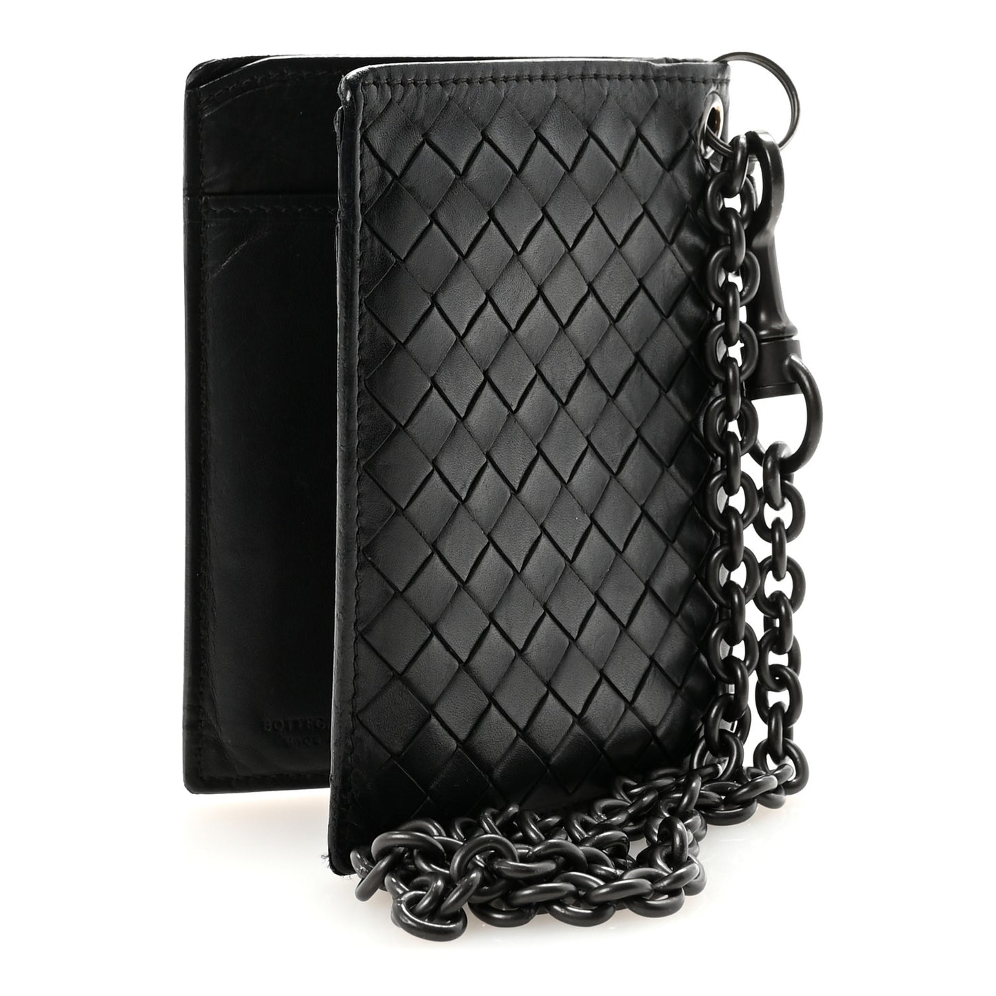 Intrecciato Wallet With Chain Black