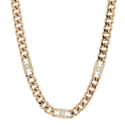 Chanel Metal Enamel Chain CC Choker Gold White 1 of 6