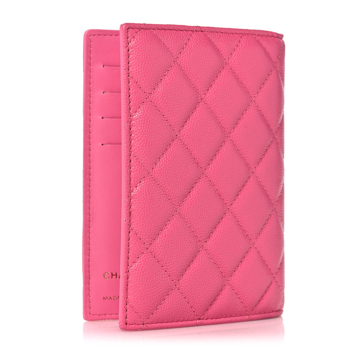 Caviar Quilted Passport Holder Pink
