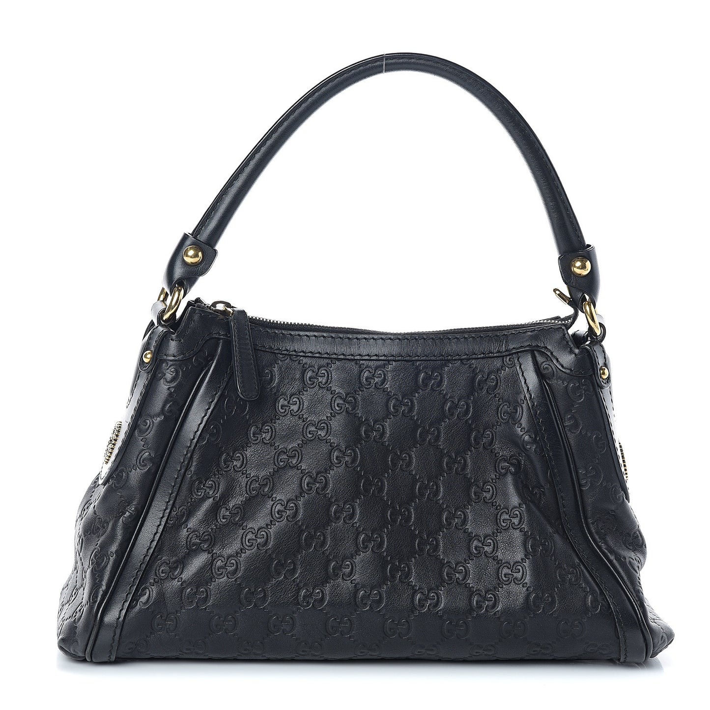 Guccissima Small Scarlett Studded Interlocking G Hobo Black