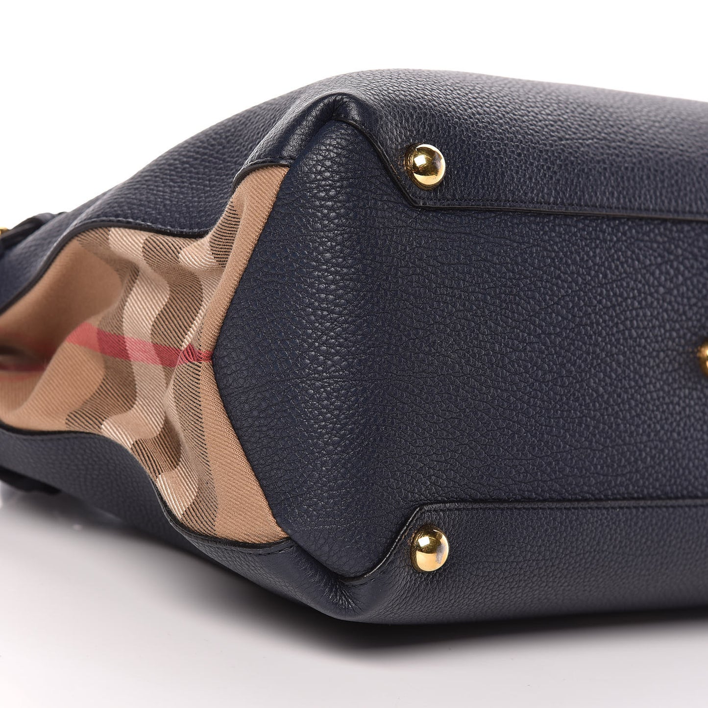 Grainy Calfskin House Check Medium Banner Tote Ink Blue