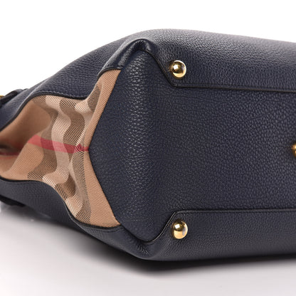 Burberry Grainy Calfskin House Check Medium Banner Tote Ink Blue 9 of 12