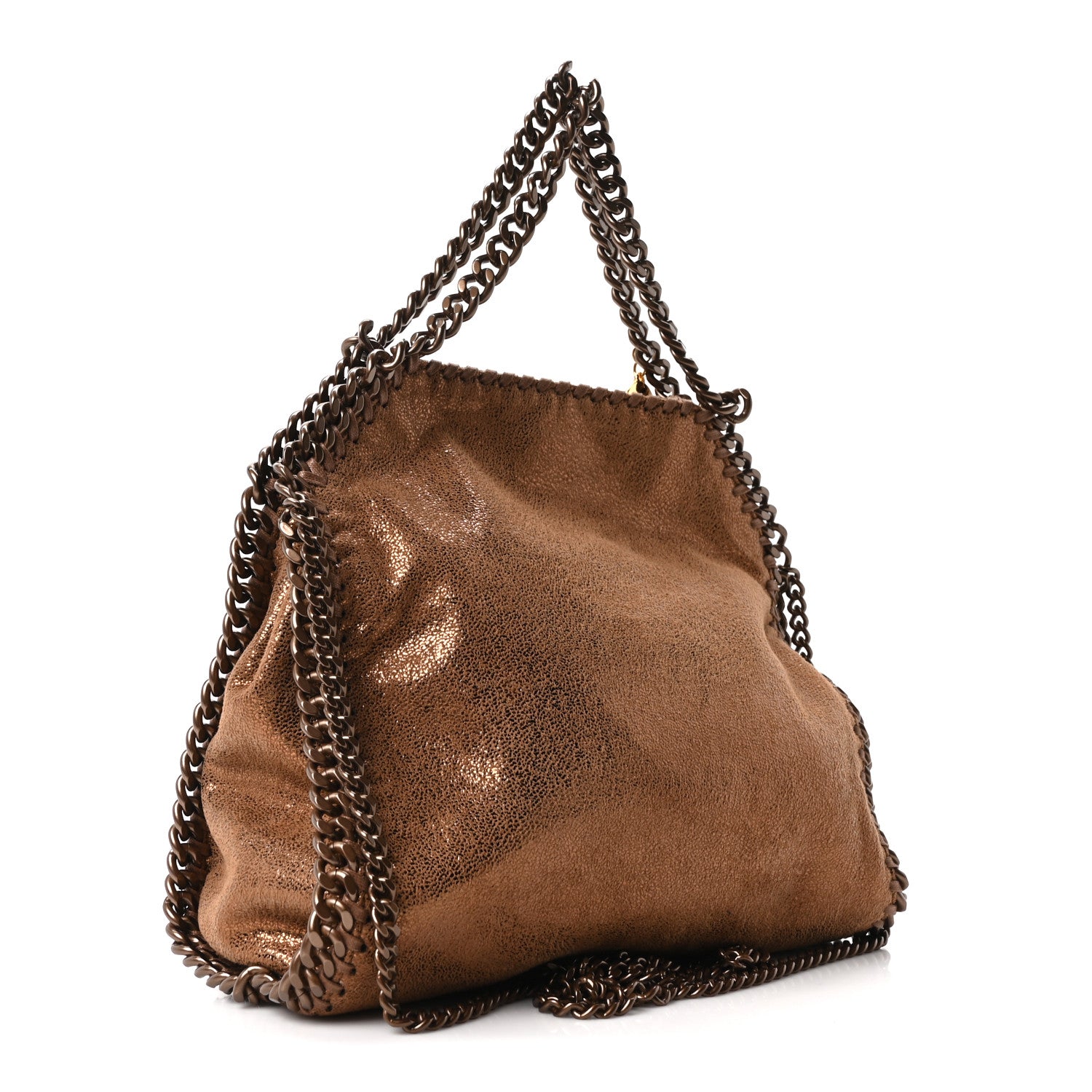 Stella McCartney Metallic Shaggy Deer Mini Falabella Fold Over Tote Bronze 3 of 10
