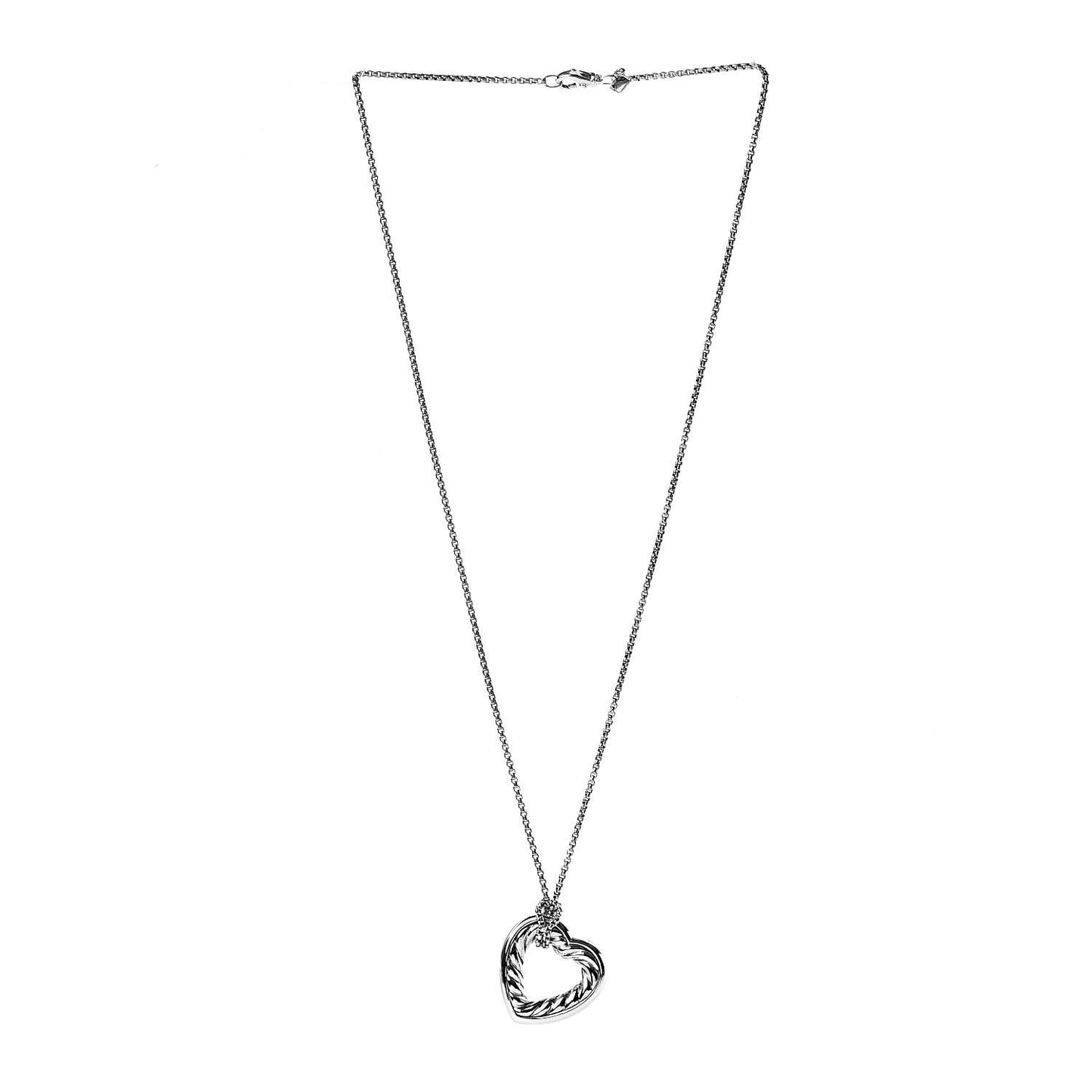 Sterling Silver 18K Yellow Gold Open Heart Cable Necklace