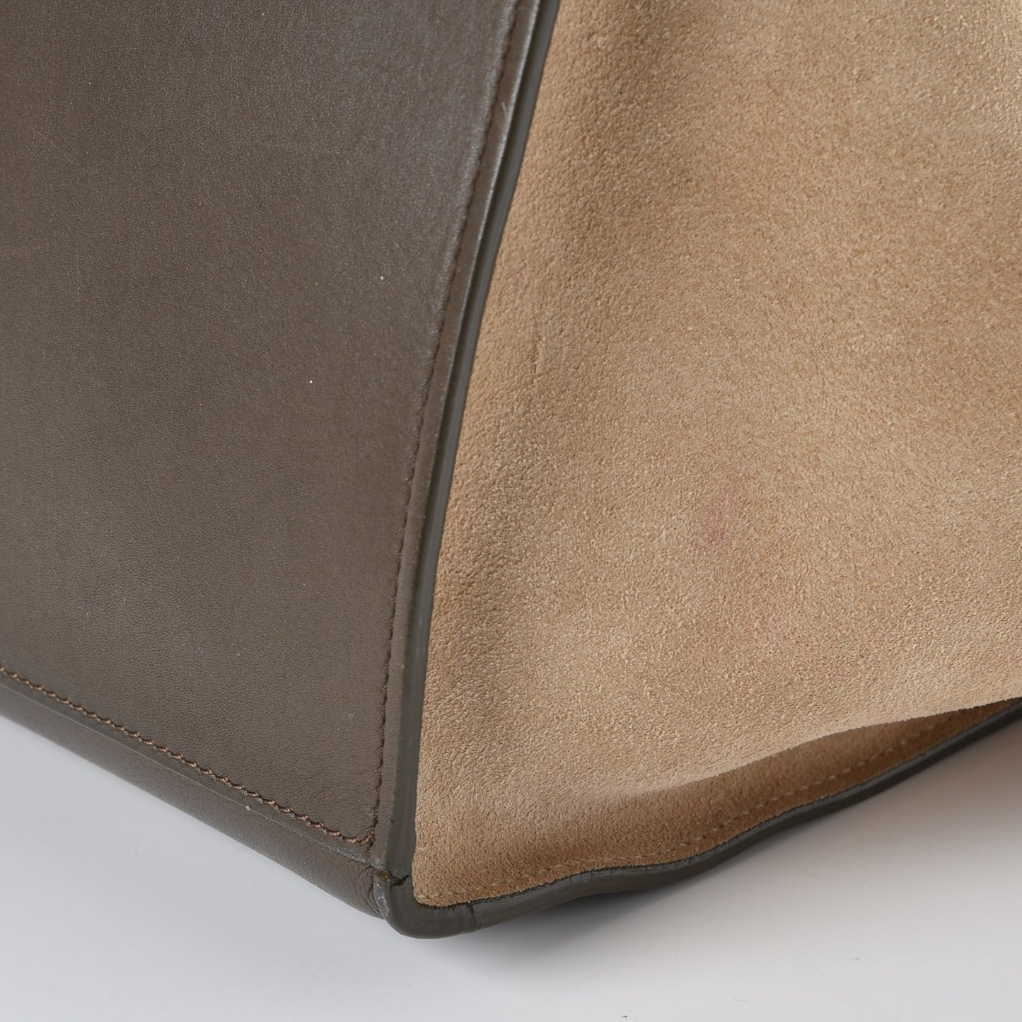 Calfskin Suede Tri-color Large Trapeze Olive
