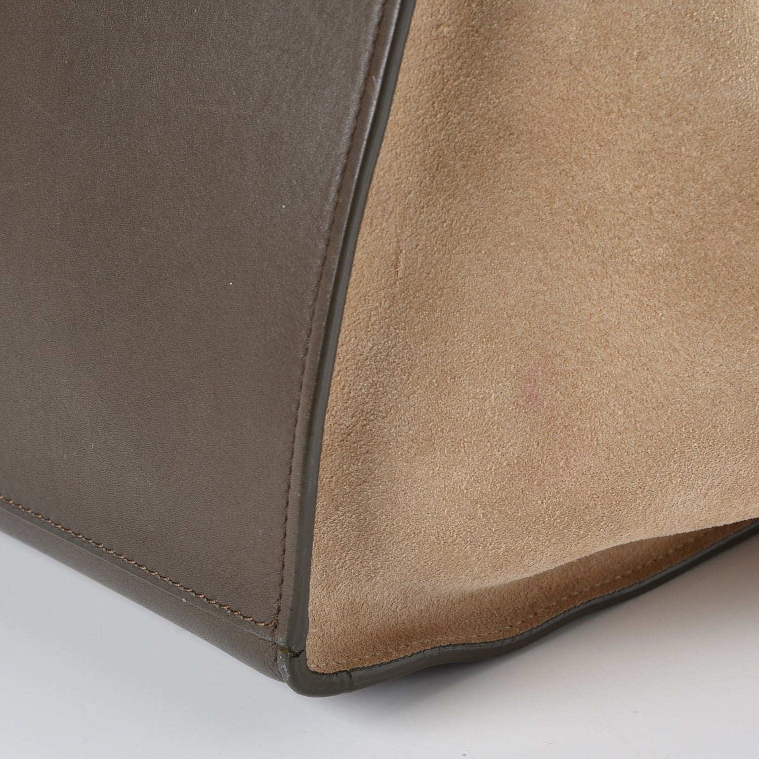 Celine Calfskin Suede Tri-color Large Trapeze Olive 21 of 22