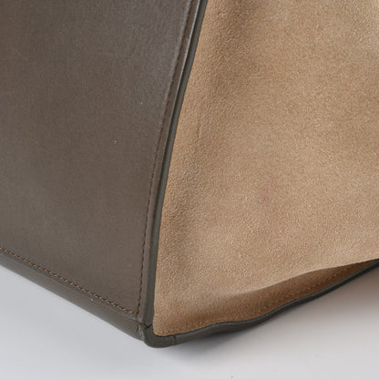 Celine Calfskin Suede Tri-color Large Trapeze Olive 21 of 22