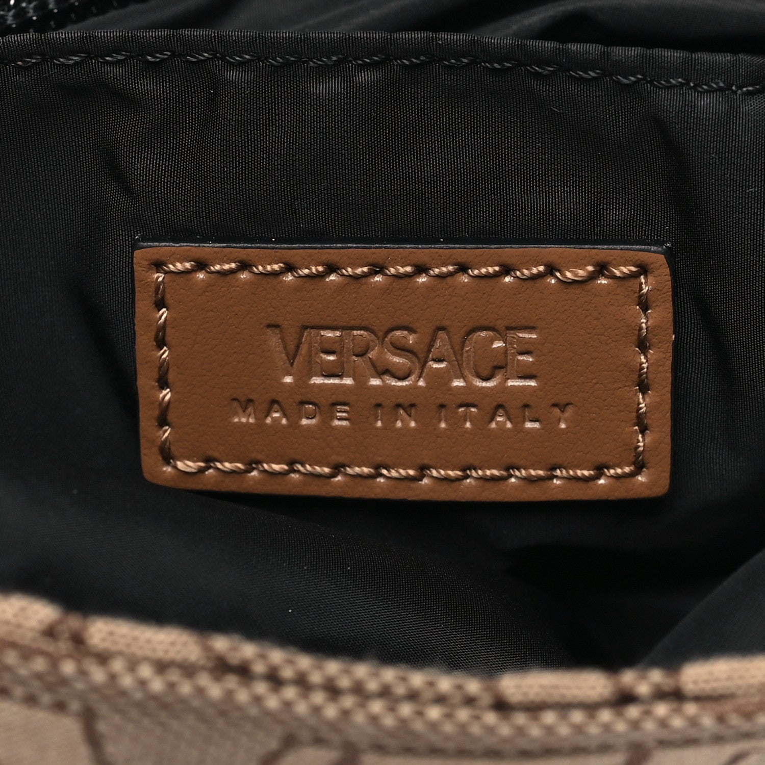 Versace Canvas Allover Logo Medusa Crossbody Bag Beige Brown 6 of 9