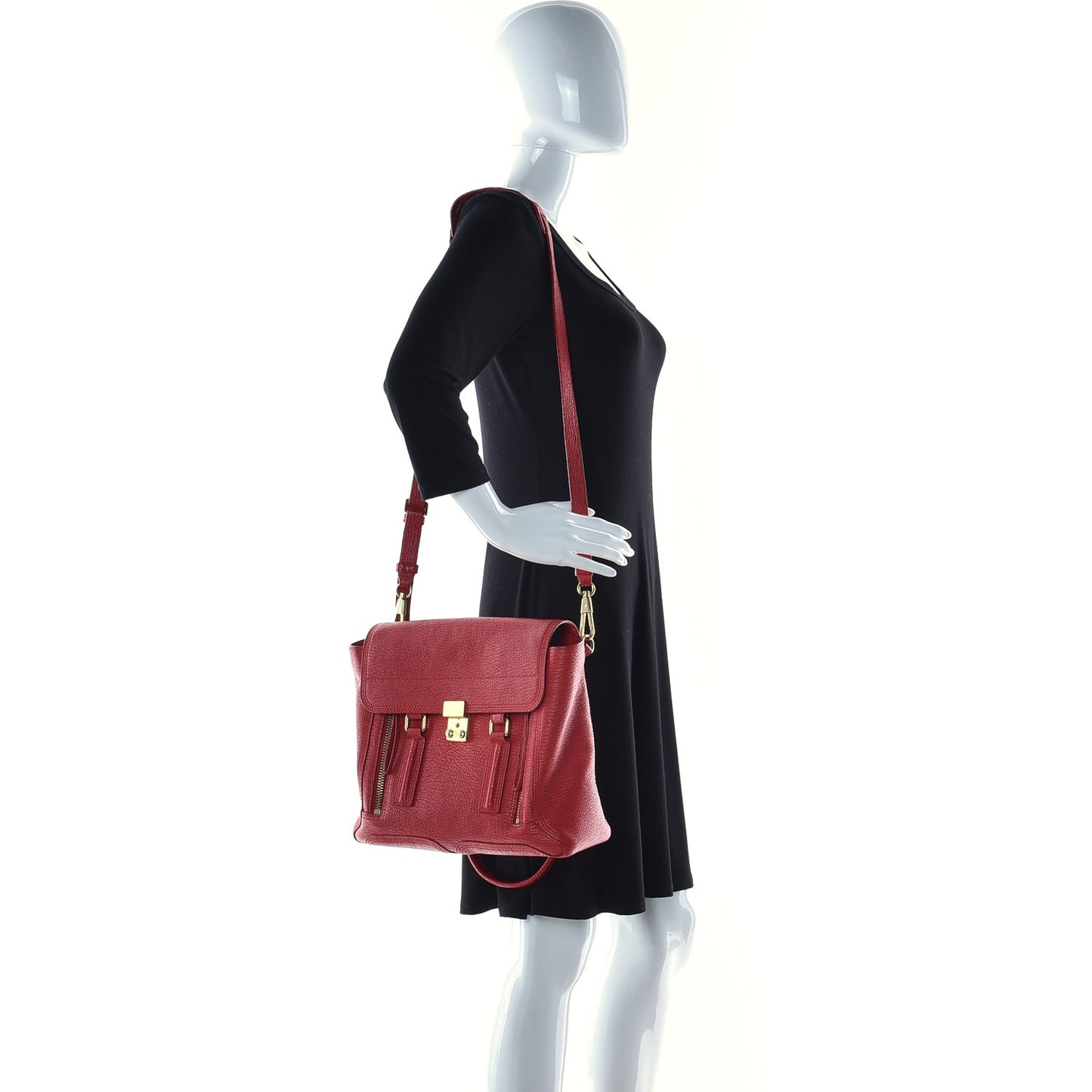 Textured Calfskin Medium Pashli Satchel Red