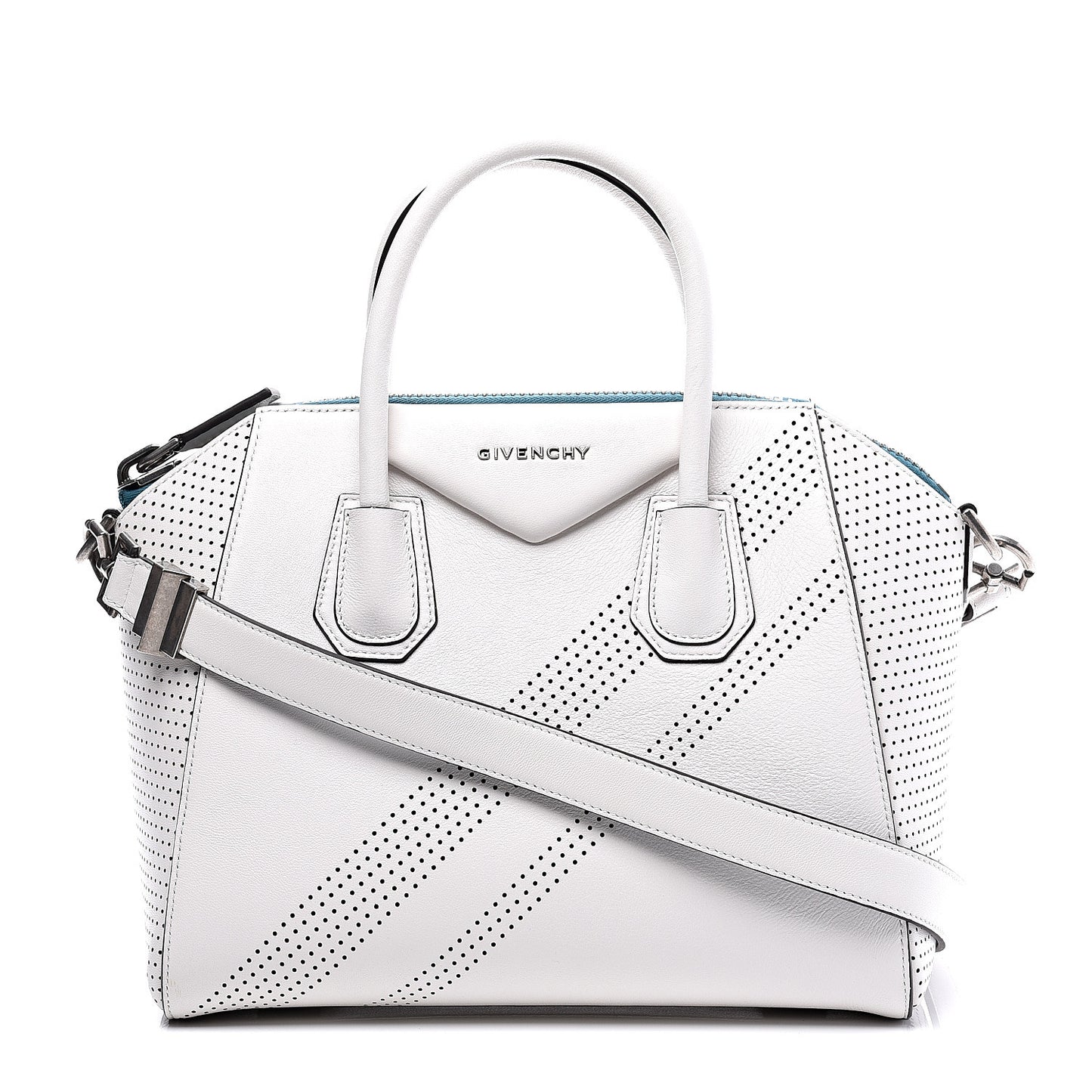 Lambskin Perforated Small Antigona White