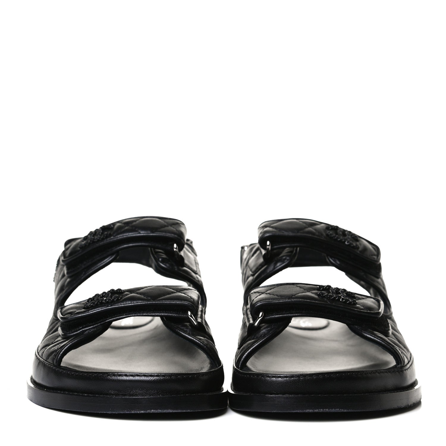 Chanel Lambskin Quilted Velcro Dad Sandals 41 So Black 2 of 12