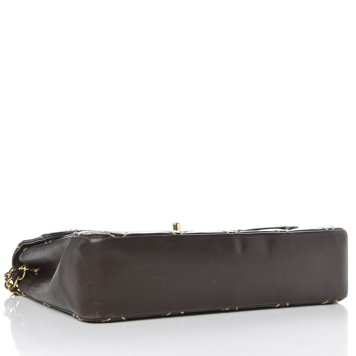 Calfskin Quilted Medium Wild Stitch Flap Brown