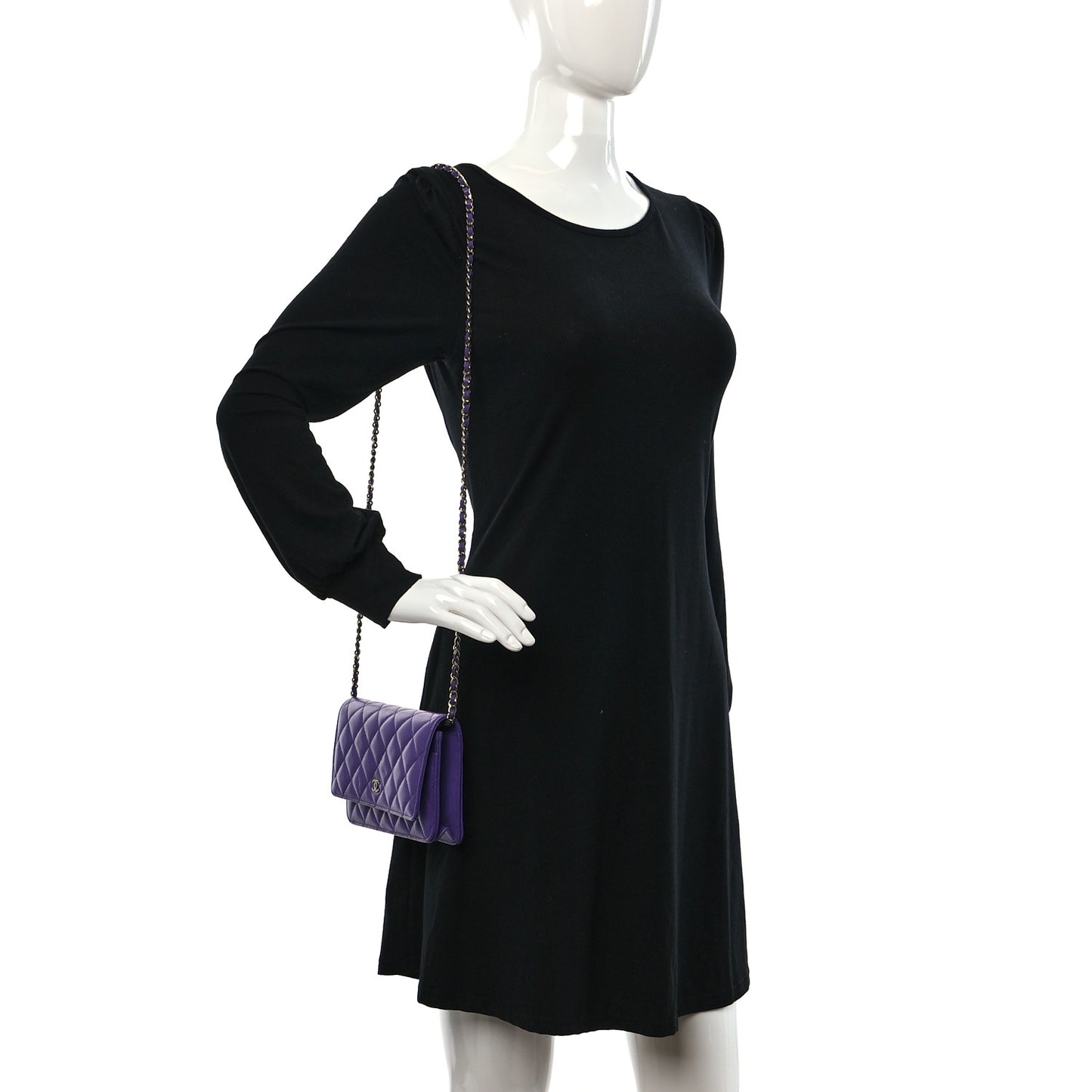 Caviar Quilted Wallet On Chain WOC Purple