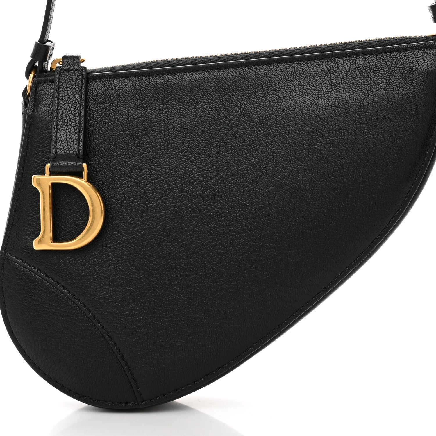 Christian Dior Goatskin Saddle Rodeo Pouch Black 7 of 11