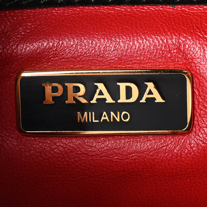 Prada Vernice Metal Bar Chain Wallet Black 6 of 9