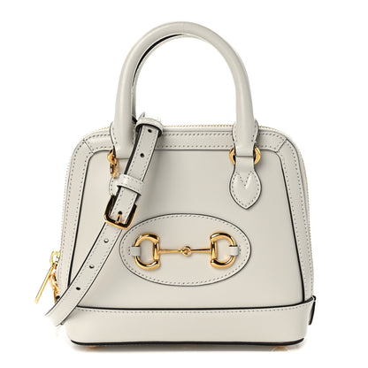 Gucci Boarded Plutone Calfskin Mini Horsebit 1955 Top Handle Bag Mystic White 1 of 13