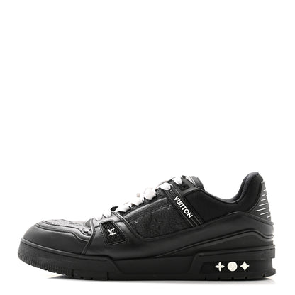 Louis Vuitton Calfskin Monogram Mens LV Trainer Sneakers 9 Black 1 of 9