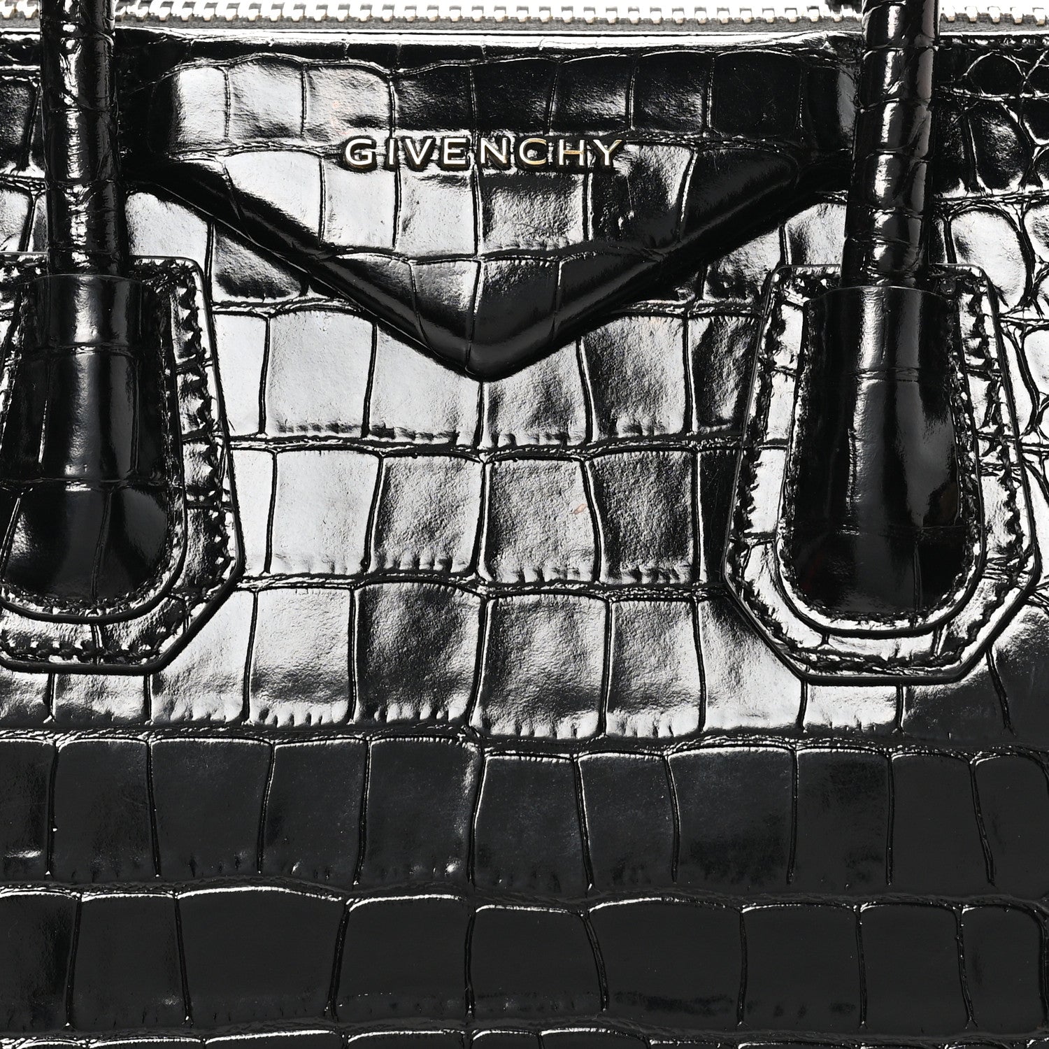 Givenchy Calfskin Crocodile Embossed Small Antigona Black 8 of 10