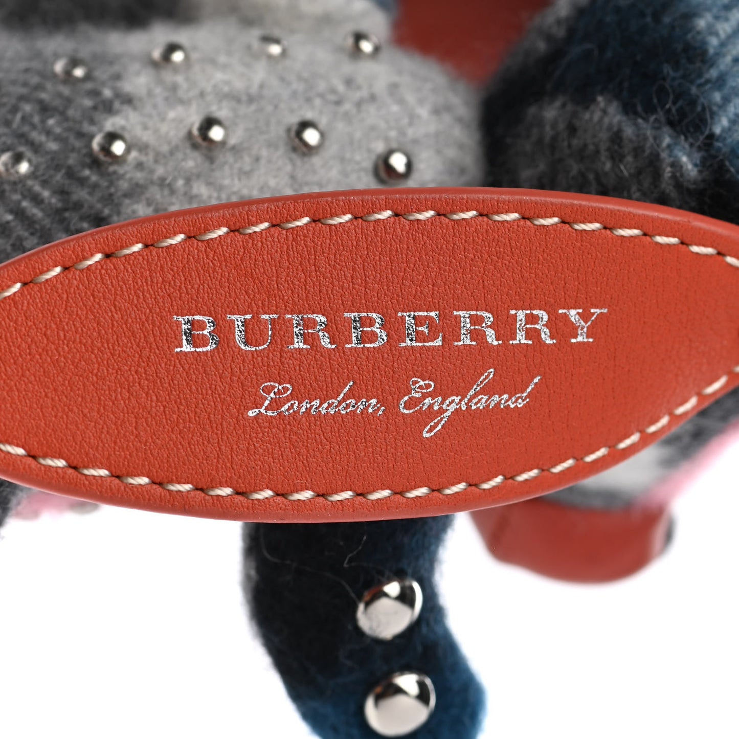 Calfskin Wool Cashmere Studded Sandra The Basset Hound Bag Charm Blue Multi