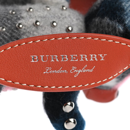 Burberry Calfskin Wool Cashmere Studded Sandra The Basset Hound Bag Charm Blue Multi 3 of 4