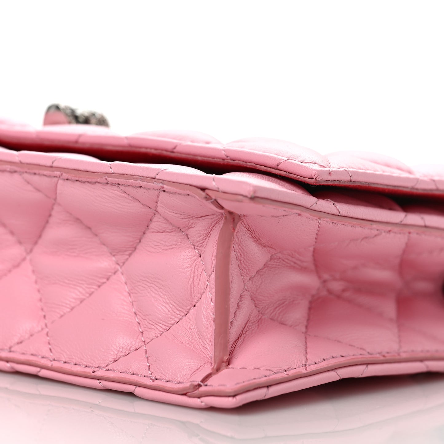 Calfskin Quilted Skull Small Chain Crossbody Bag Pink