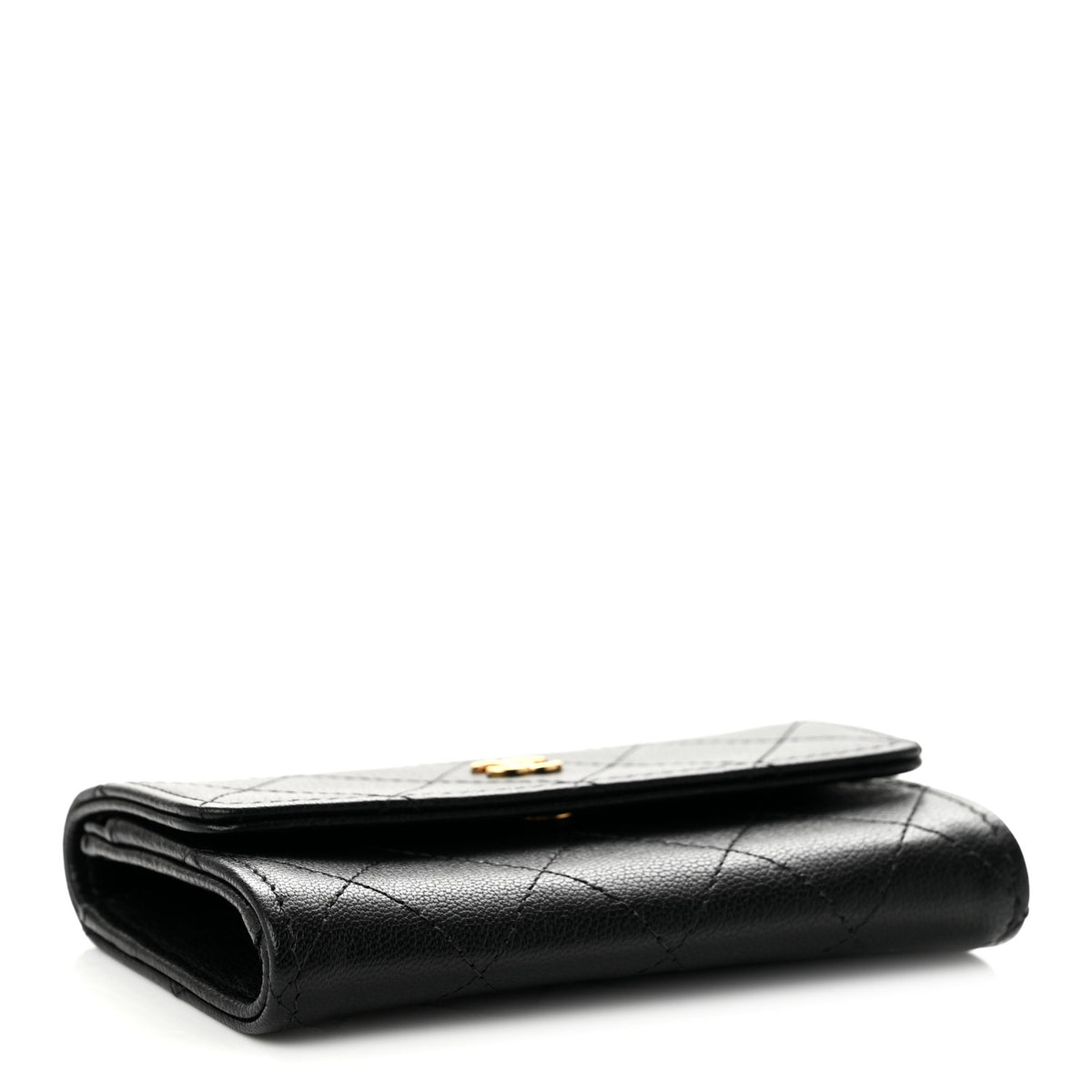Chanel Goatskin Quilted Flap Card Holder Wallet Black 4 of 9