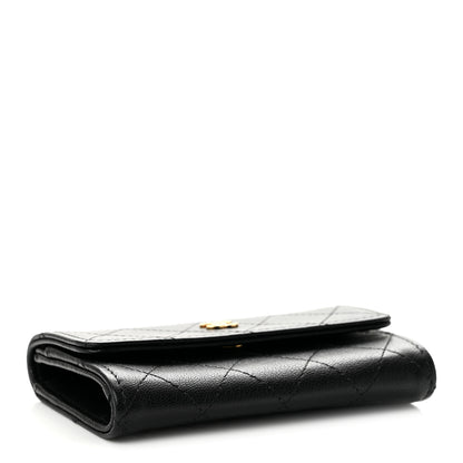 Chanel Goatskin Quilted Flap Card Holder Wallet Black 4 of 9