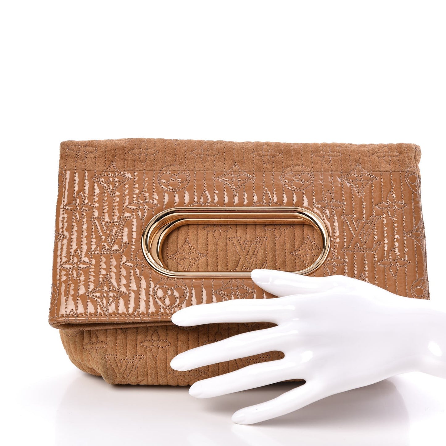 Suede Monogram Motard Afterdark Clutch Powder