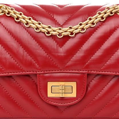 Chanel Aged Calfskin Chevron Quilted 2.55 Reissue Mini Flap Dark Red 8 of 11