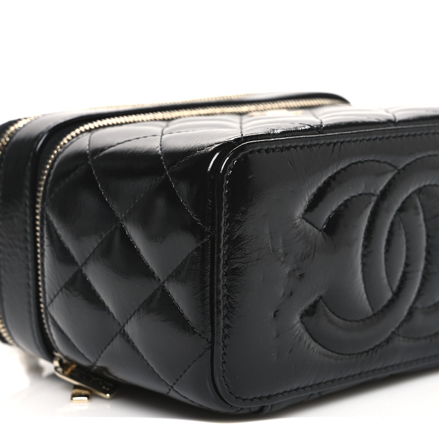 Chanel Shiny Lambskin Quilted Top Handle Vanity Case With Chain Black 9 of 10