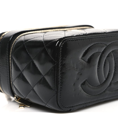 Chanel Shiny Lambskin Quilted Top Handle Vanity Case With Chain Black 9 of 10