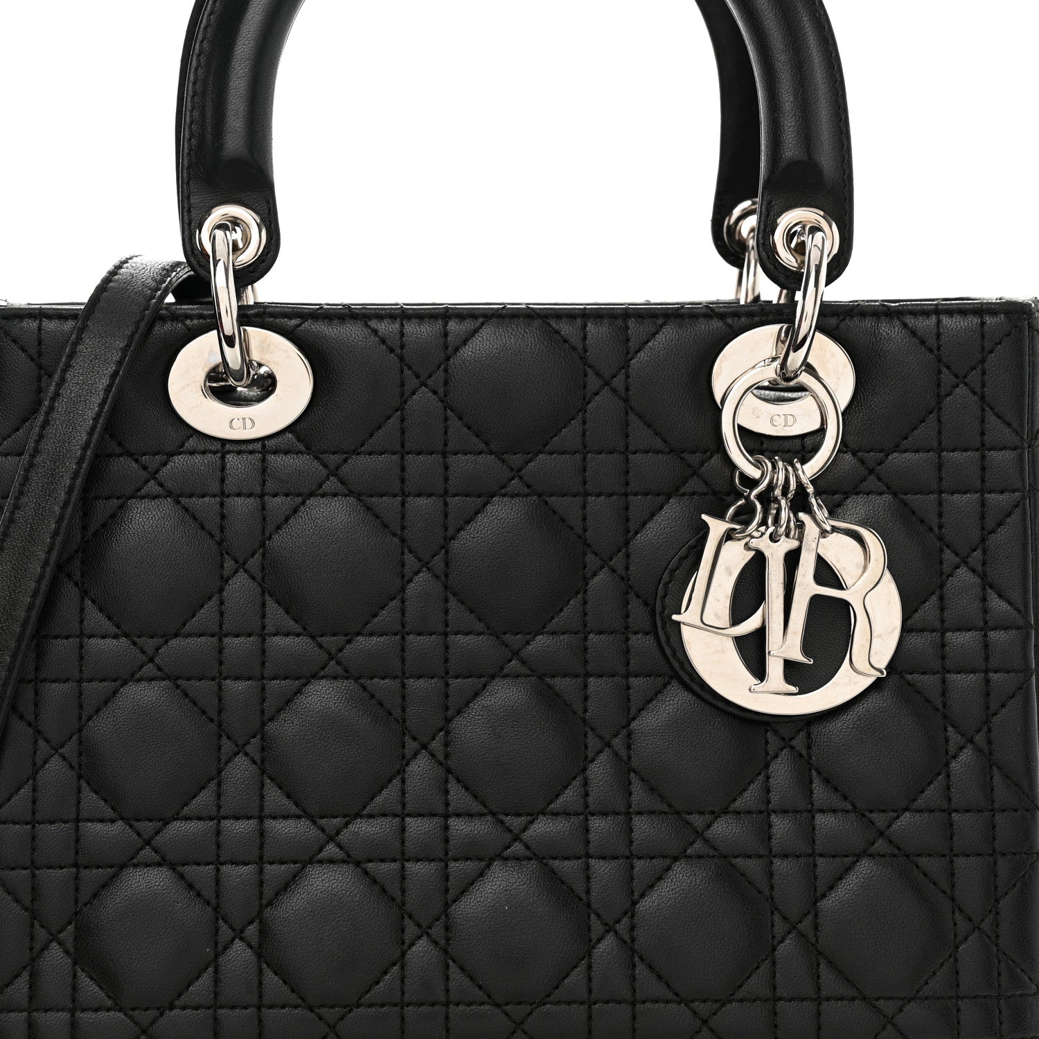 Christian Dior Lambskin Cannage Medium Lady Dior Black 8 of 12
