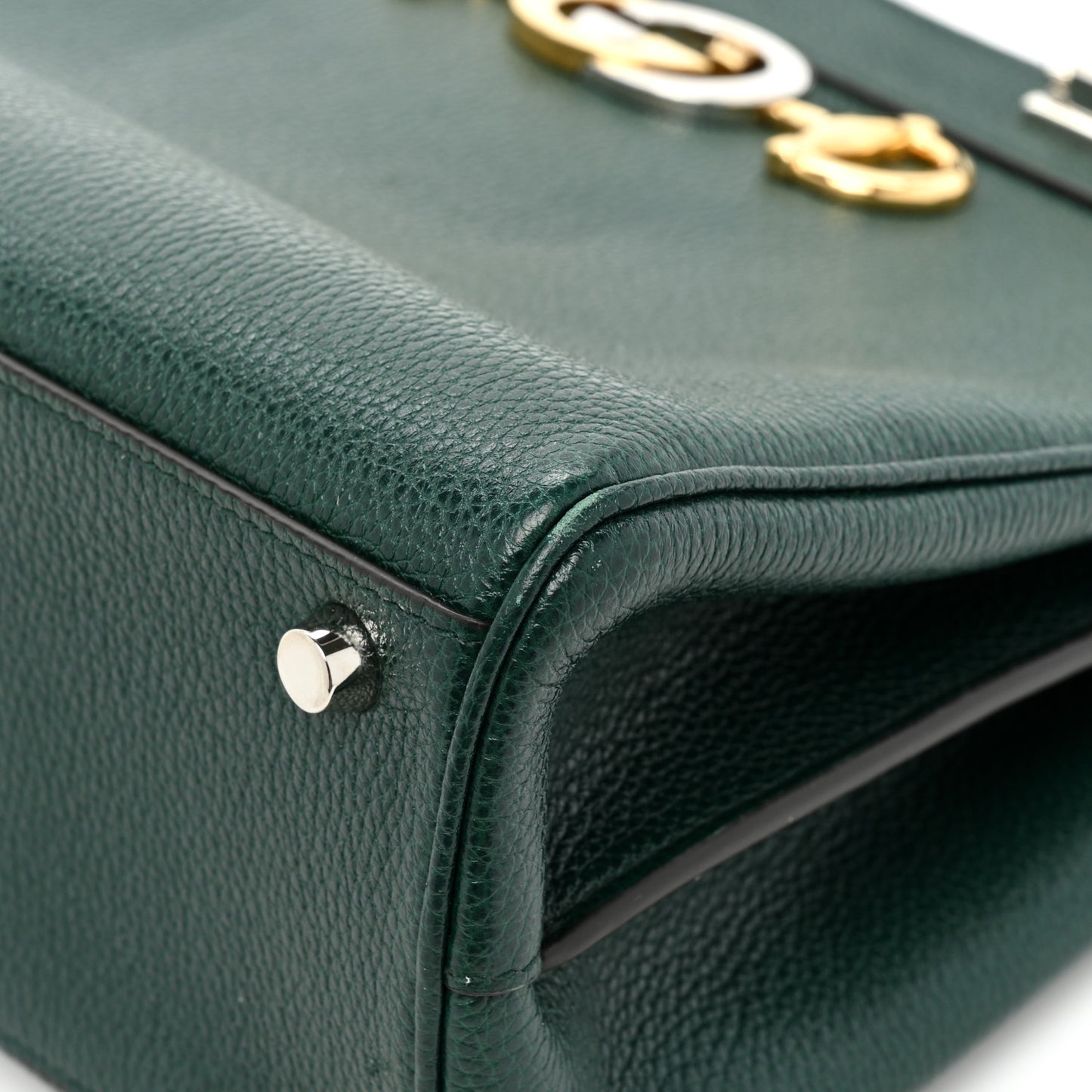 Grainy Calfskin Small Zumi Top Handle Bag Vintage Green