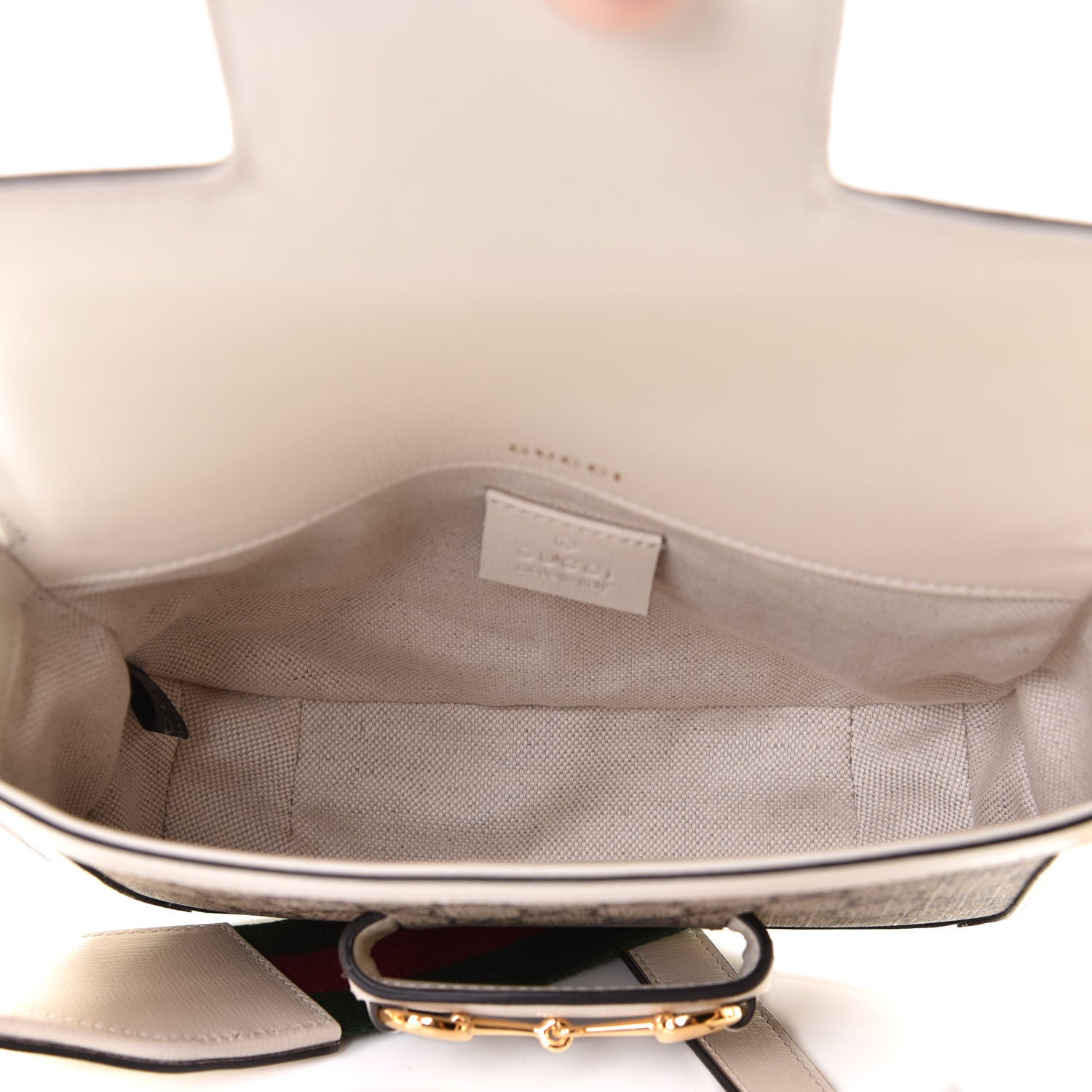 Gucci GG Supreme Monogram Web Mini Horsebit 1955 Shoulder Bag Beige Mystic White 5 of 5