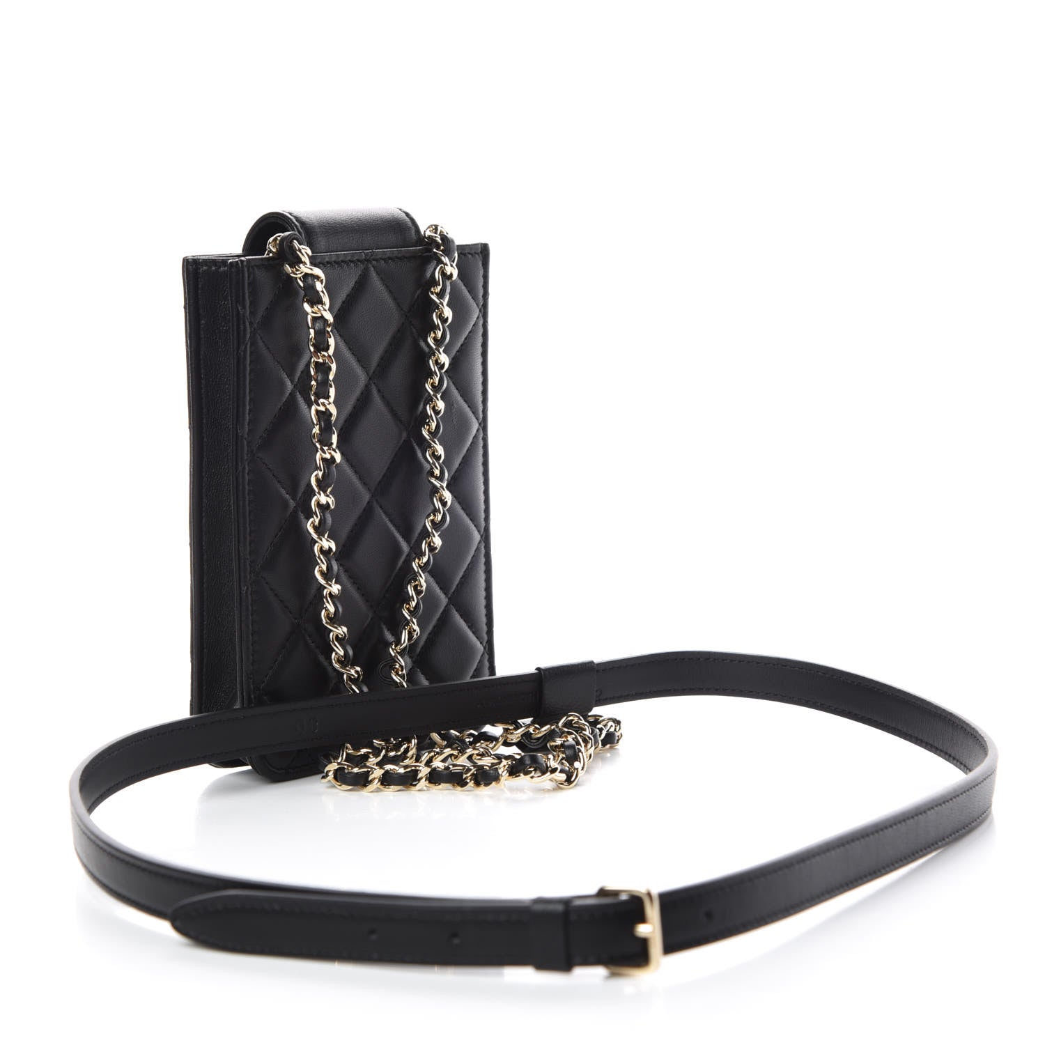 Chanel Lambskin Quilted CC Phone Holder Black 3 of 12