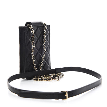 Chanel Lambskin Quilted CC Phone Holder Black 3 of 12