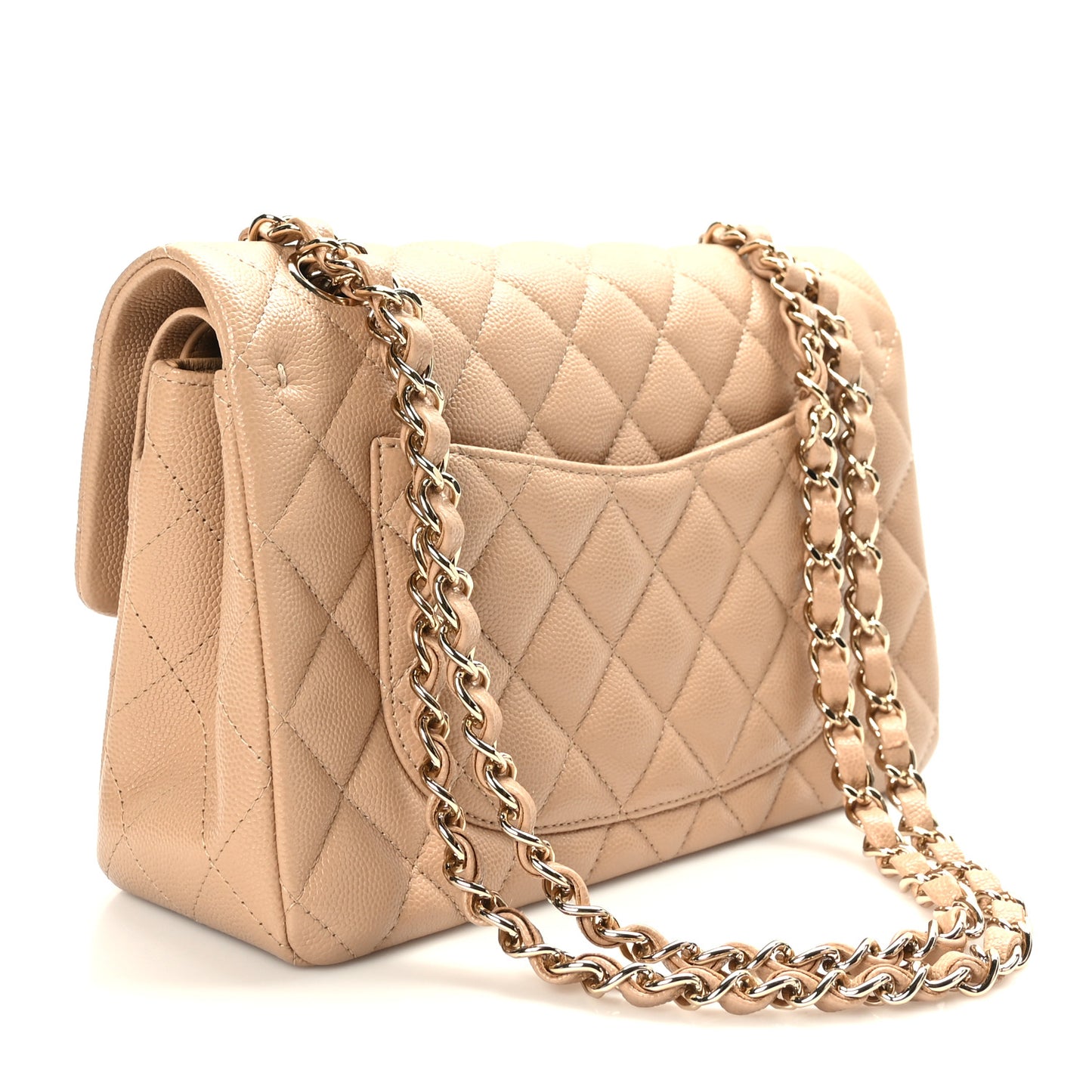 Caviar Quilted Small Double Flap Beige