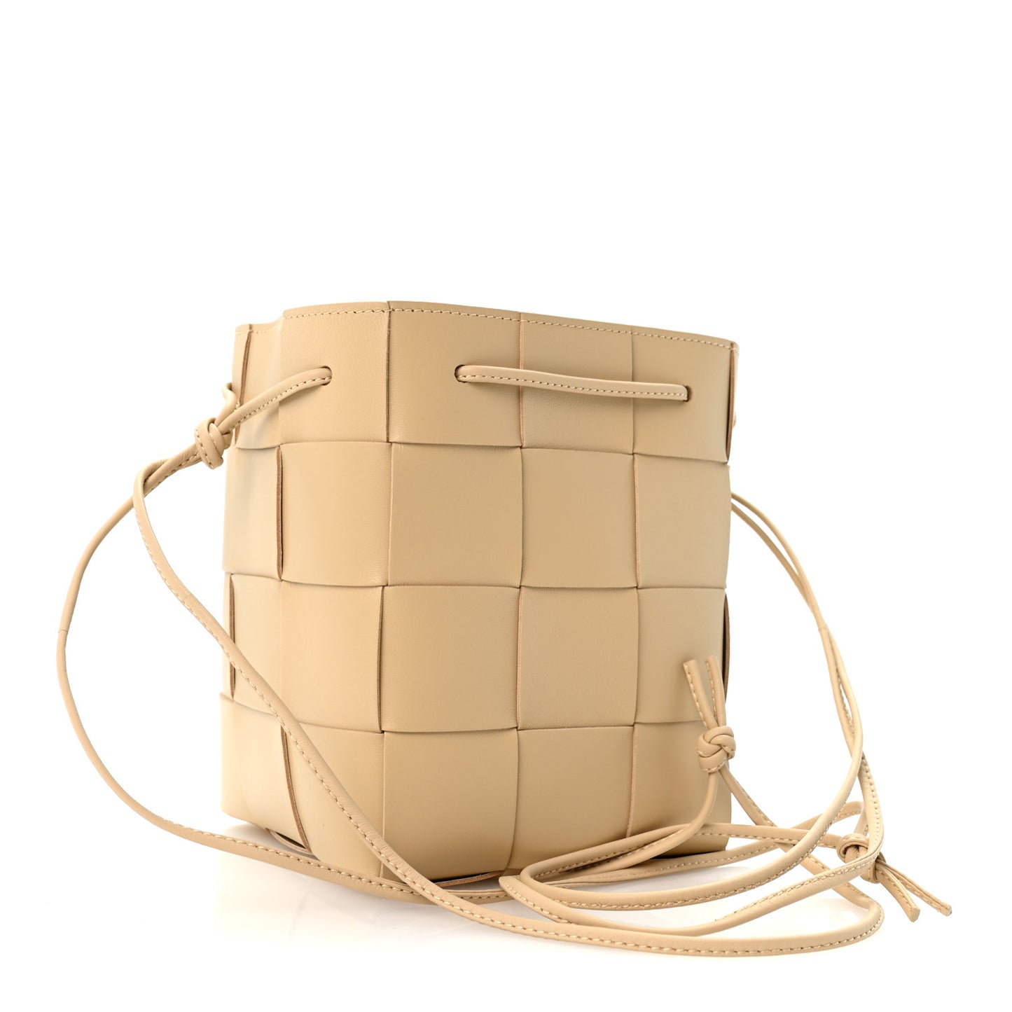Lambskin Maxi Intrecciato Small Cassette Crossbody Bucket Bag Porridge