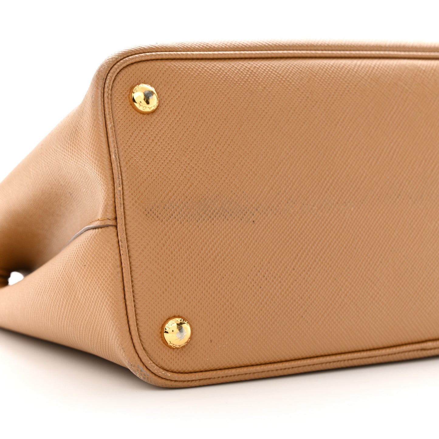 Saffiano Cuir Small Double Bag Caramel Fuoco