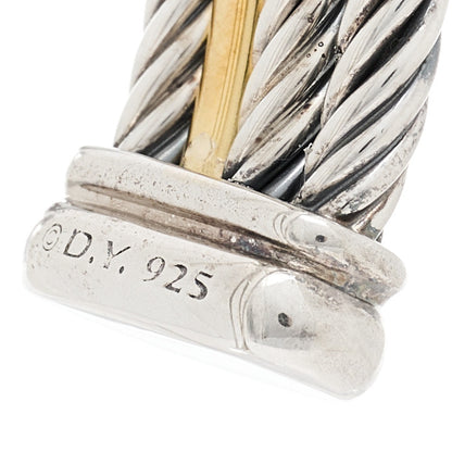 David Yurman Sterling Silver 18K Yellow Gold Crossover Three Row Cuff Bracelet 3 of 4
