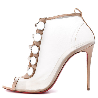 Christian Louboutin Mesh Nappa Marikate 100 Ankle Boots 40 Nude 1 of 9