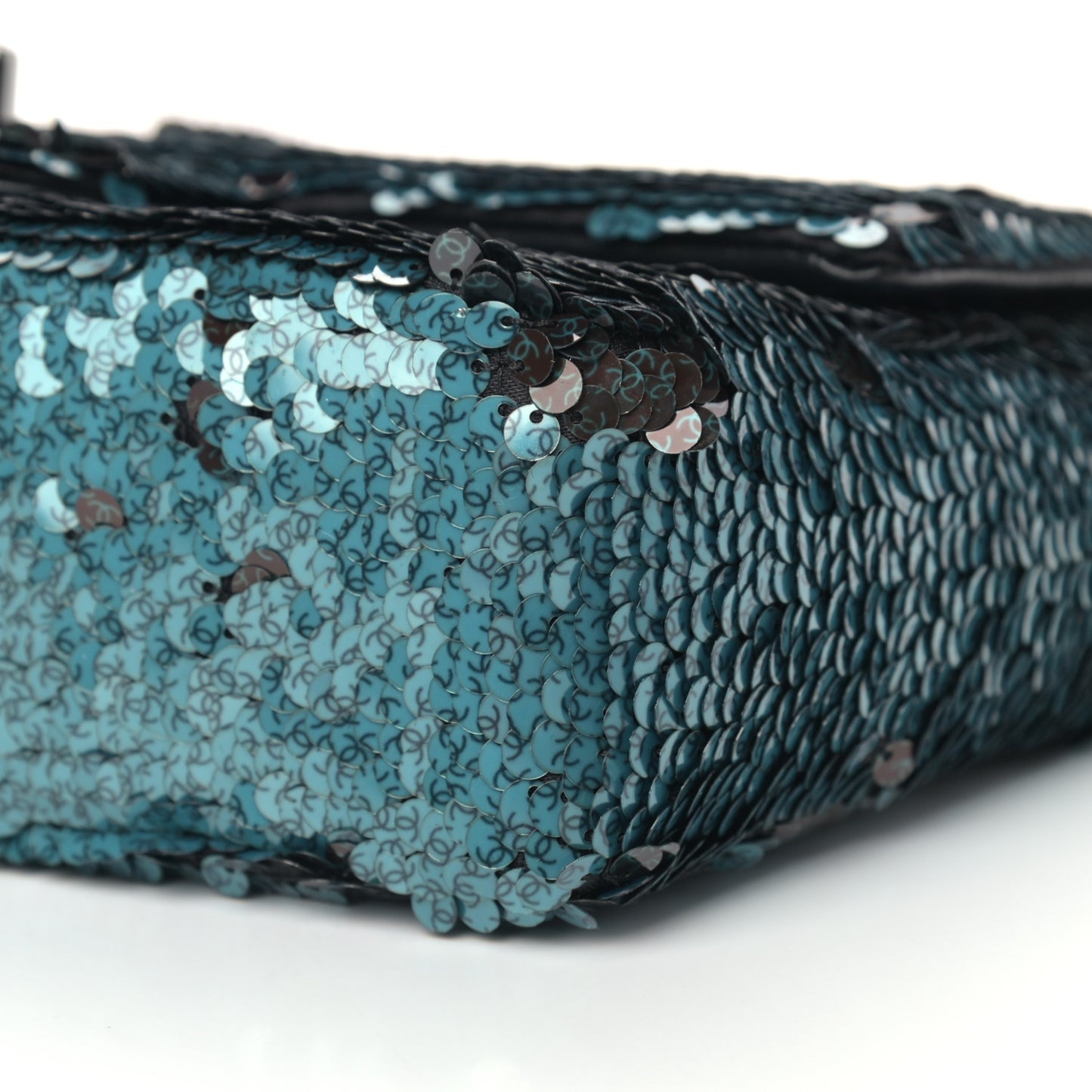 Sequin Lambskin Mini Flap Blue Black