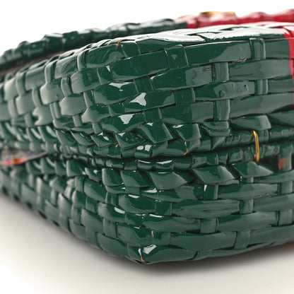 Gucci Glazed Wicker Stripe Mini Cestino Shoulder Bag Green Green 9 of 10