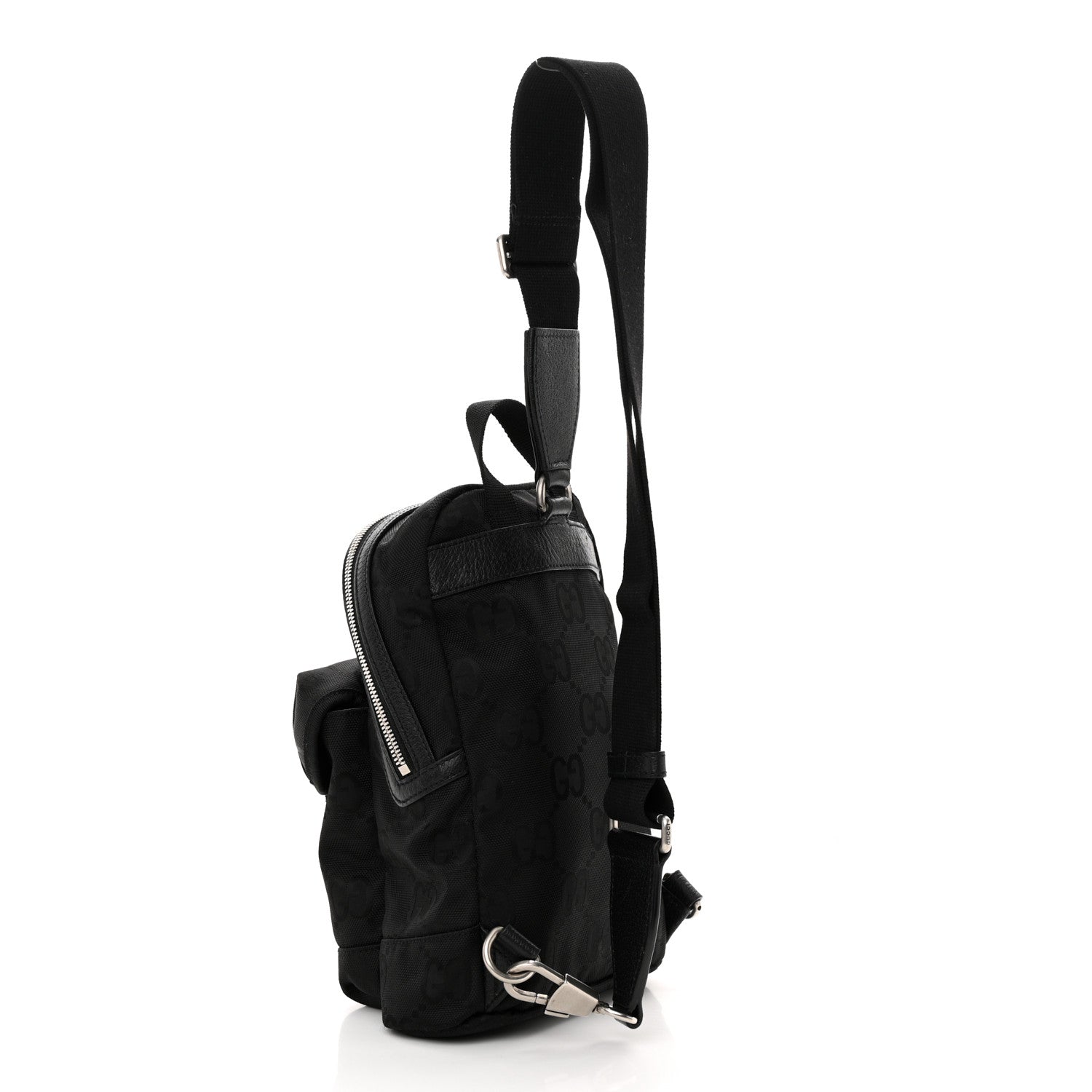 Gucci Econyl Nylon Monogram Off The Grid Sling Backpack Black 3 of 14