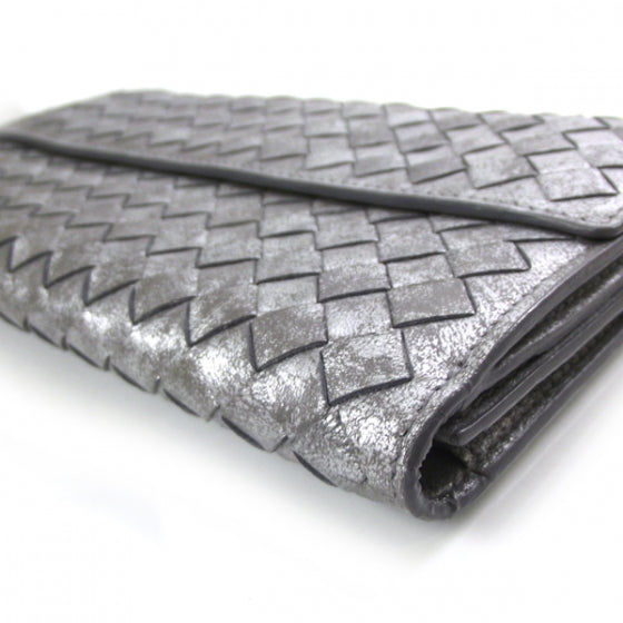 Nappa Intrecciato Continental Wallet Silver