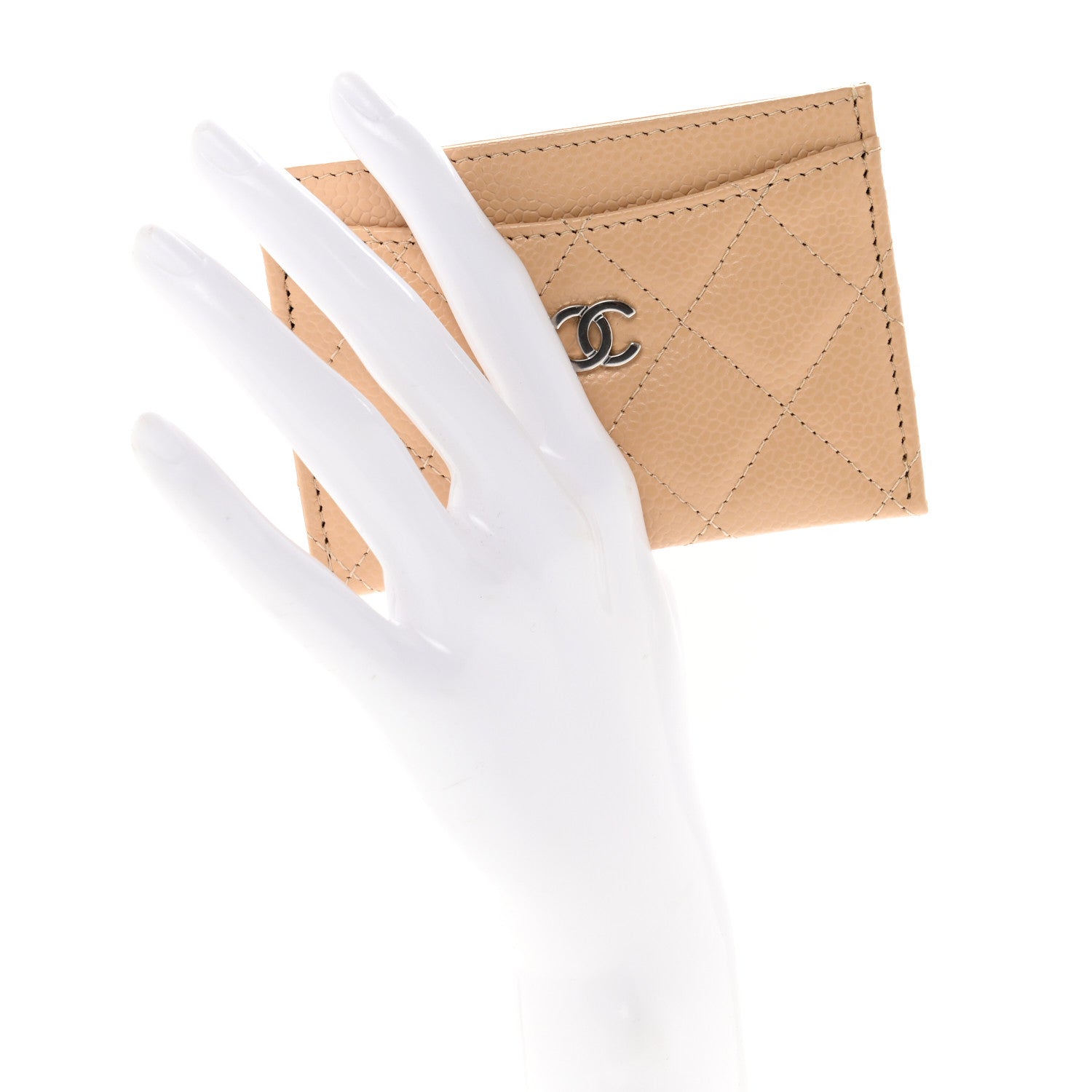 Chanel Caviar Quilted Card Holder Beige 2 of 9