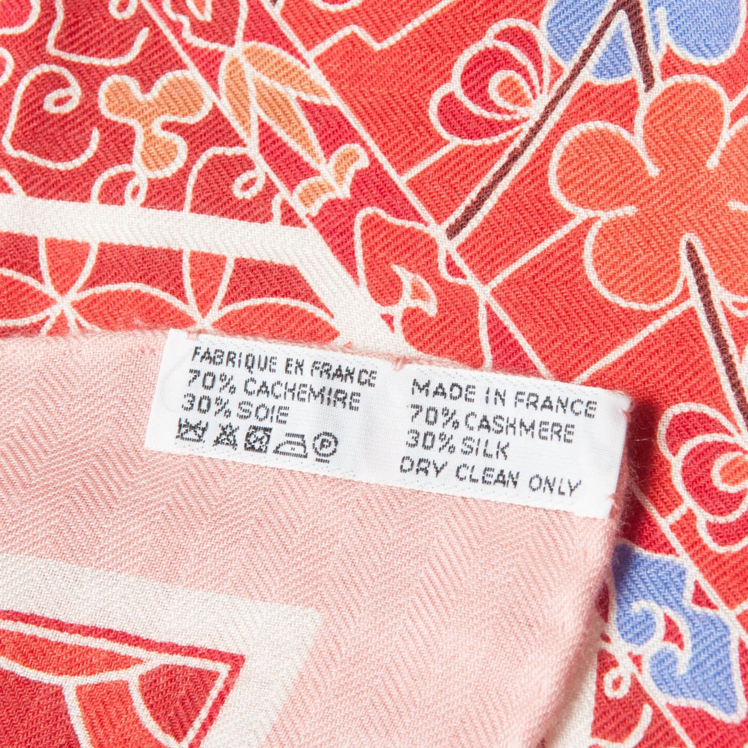 Hermes Cashmere Silk Collections Imperiales Shawl 140 Rosepale Corail Bleu 4 of 5