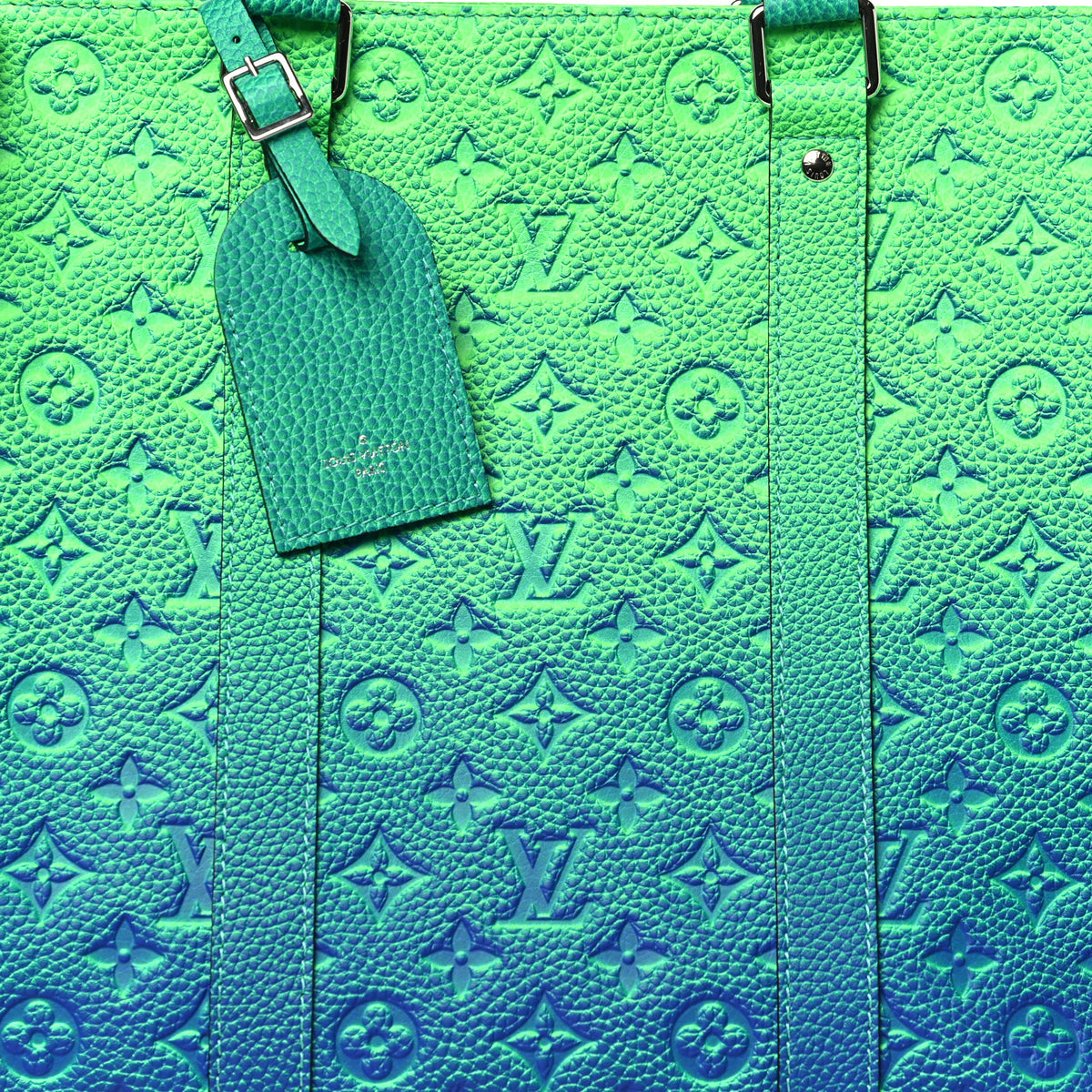 Louis Vuitton Taurillon Illusion Keepall Tote Bleu Vert 6 of 8