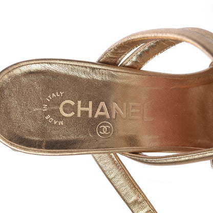 Chanel Laminated Lambskin Parthenon Platform Sandals 41 Gold 6 of 9